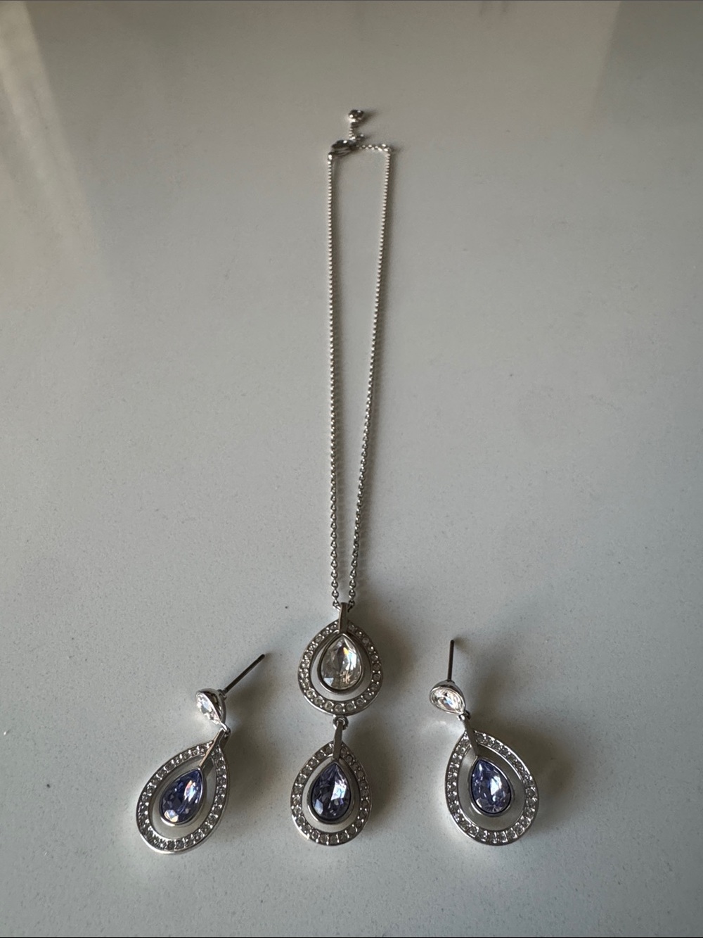 Swarovski Mila Provence Necklace with Lavender Pendant & Matching Earrings